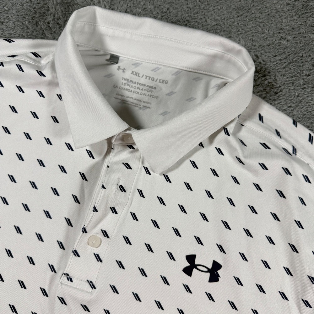 Under Armour Playoff Polo Mens XXL White Geometric Print Performance Golf